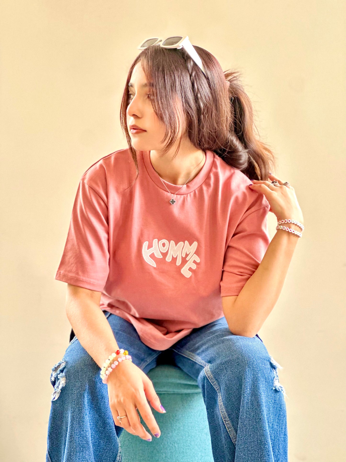 ‘Homme’ Baby Pink Cotton Shirt