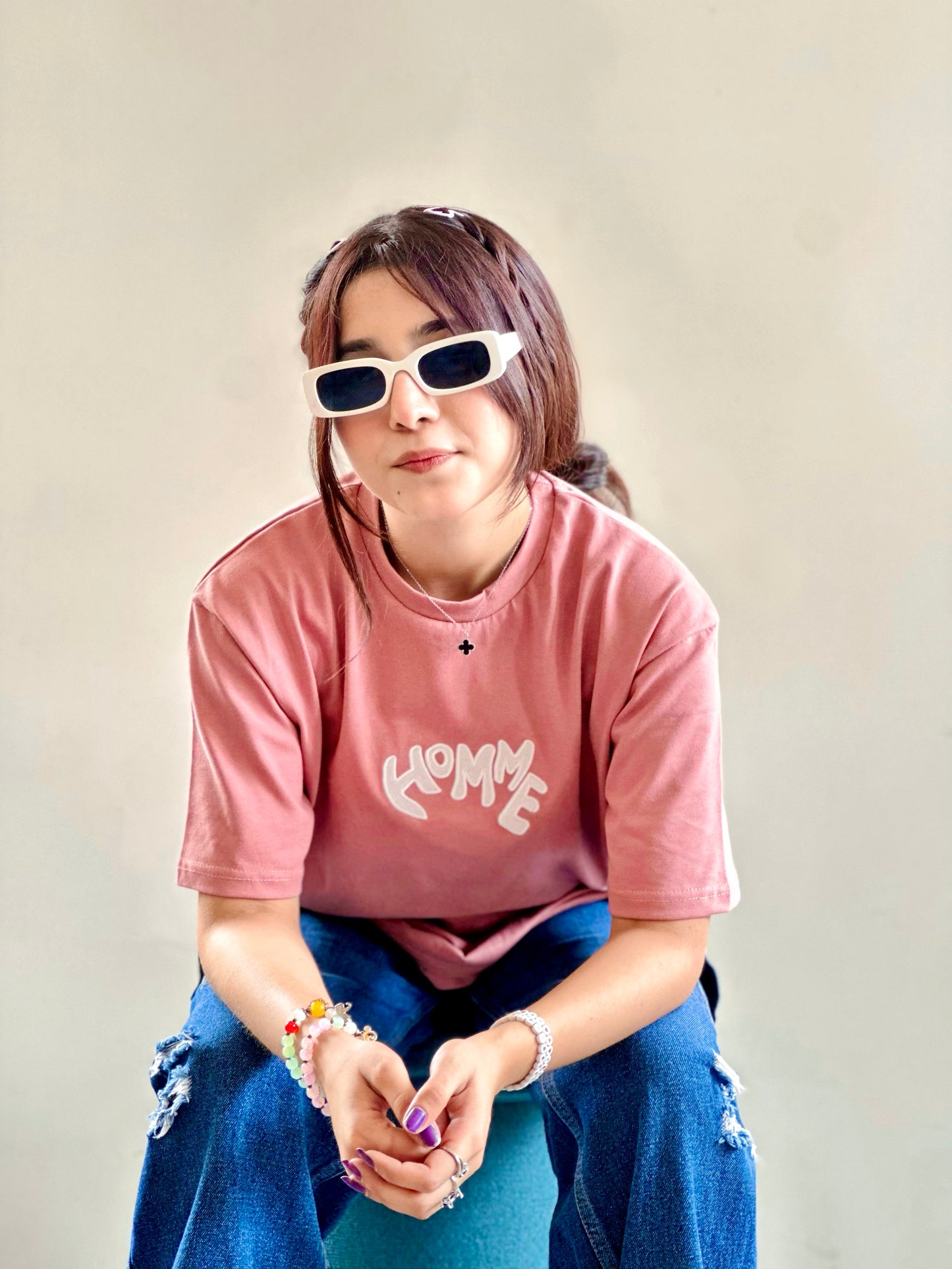 ‘Homme’ Baby Pink Cotton Shirt