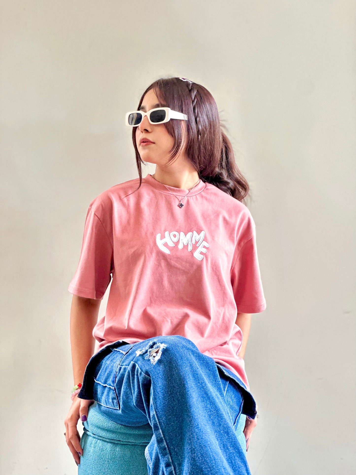‘Homme’ Baby Pink Cotton Shirt