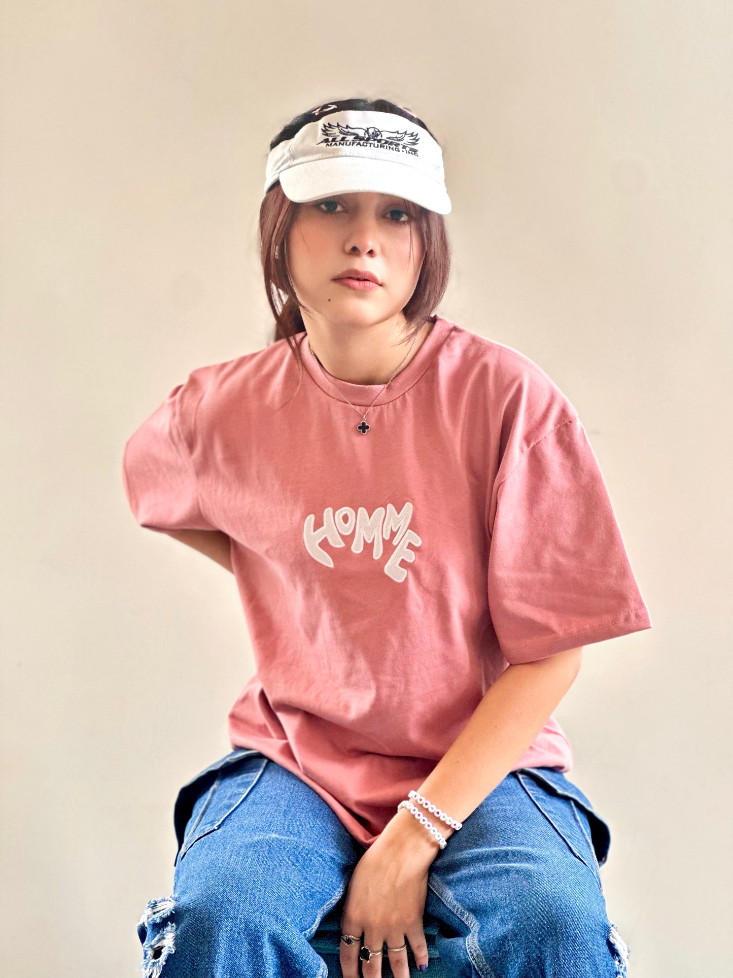 ‘Homme’ Baby Pink Cotton Shirt